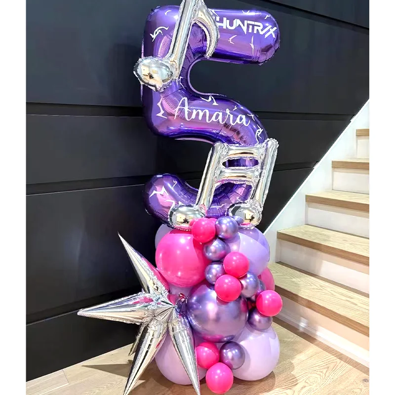 Disco-Geburtstagsballon-Dekorationsset Musik-Mädchen Nummer Aluminiumballons Kinder-Partyzubehör Geschenk-Deko