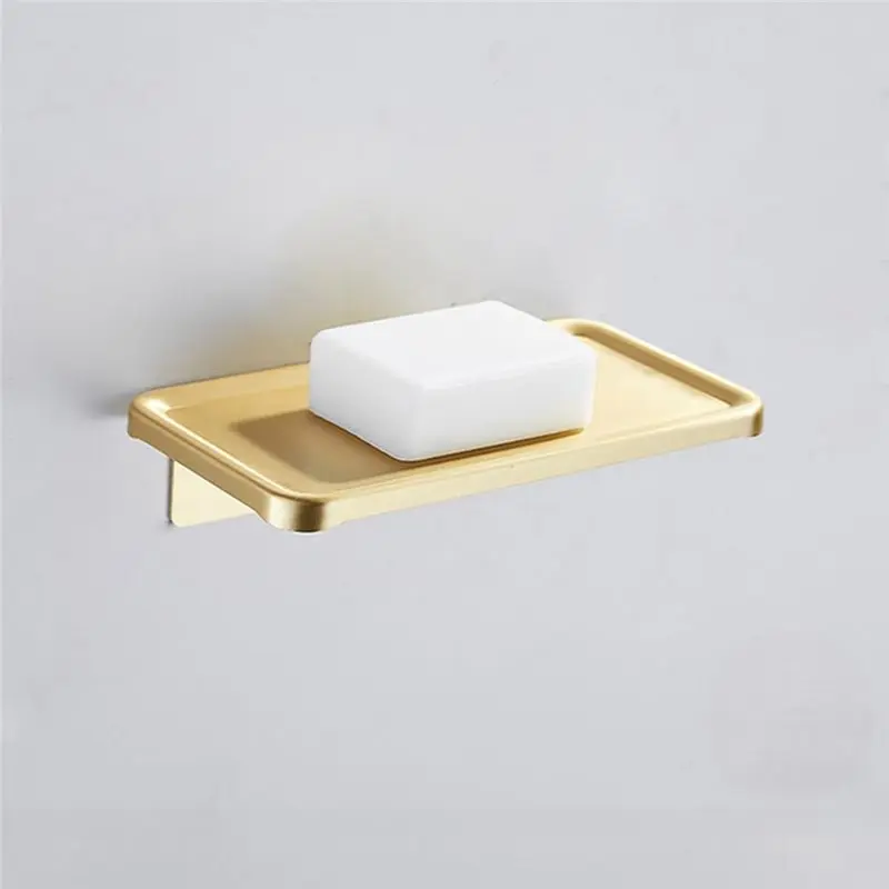 ABMH-Brushed Gold Towel Rack Stick On Shelf Phone Shelf