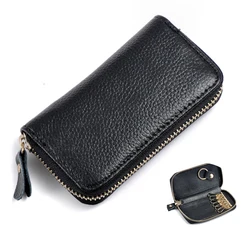 Porte-clé en cuir véritable unisexe, Simple et à la mode, sac de rangement solide pour clés de voiture, porte-cartes pour femme de ménage