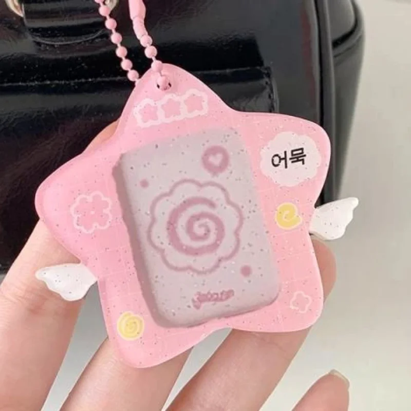 韓国スタイルハードカードフォルダーレンガアクリル 1 インチ ID 写真ストレージディスプレイペンダントキーホルダー装飾品