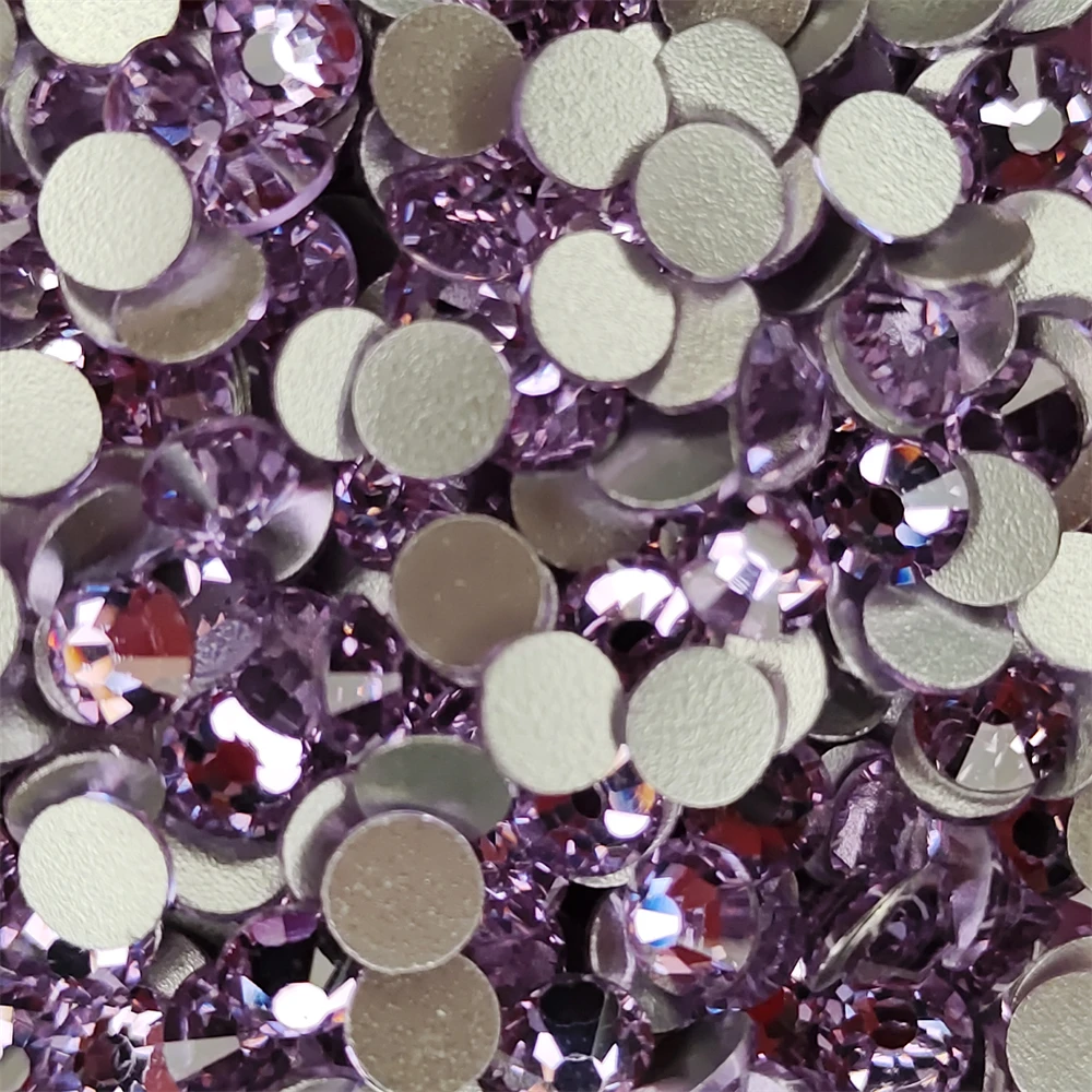 TOP Glitter Crystal Violet Glue On Rhinestones Non Hot Fix FlatBack Glass Strass Sewing & Fabric Garment Nail Art Decorations