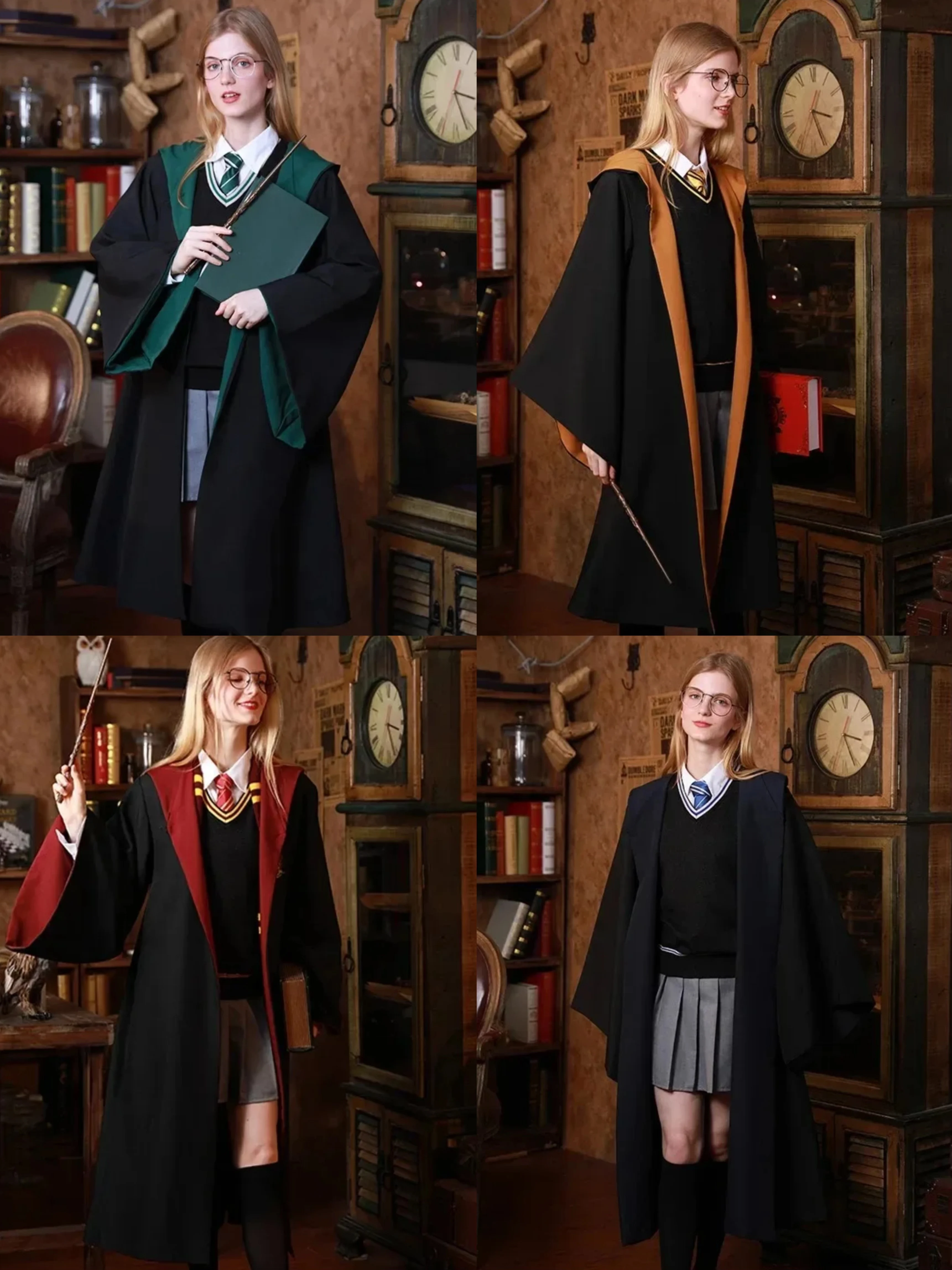 Hermiones Granger Costume Slytherine Uniforme scolastica Vestiti Ragazze Donne Maigc Robe Mantello Costume di Halloween Ragazza Costumi Cosplay