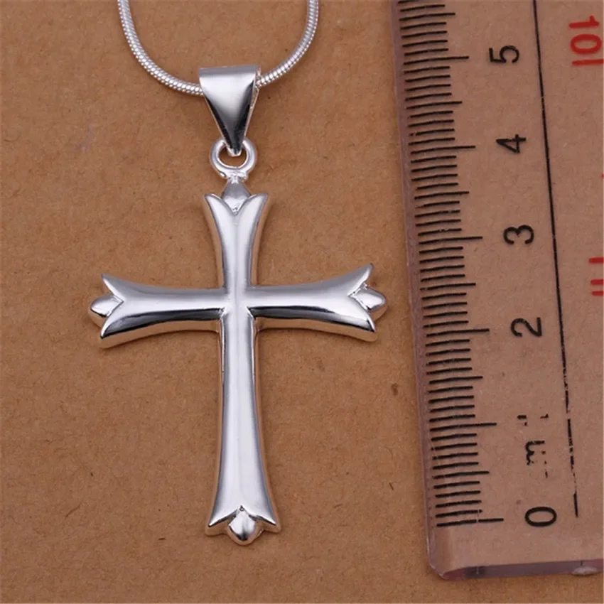 Wholesale 45CM 925 Sterling Silver Necklace CUTE Wedding Party Women Lady Charms Chain Simple Fashion Cross - view 4