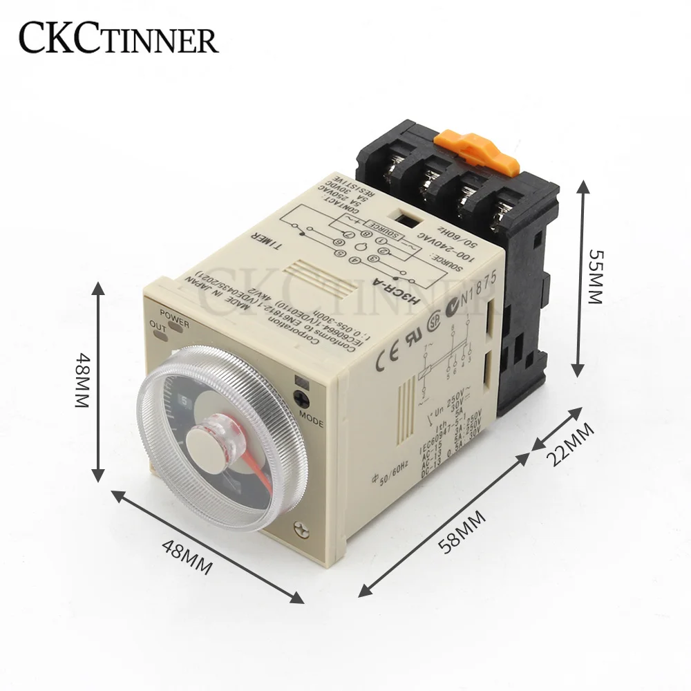 AC100-240V H3CR-A time relay 1.2s to 300h 50/60Hz 11PIN Power on and off cycle delay time relay 24V 12V with socket base PF113A