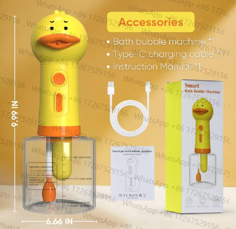 Applicable toElectric Dog Shampoo Dispenser Dog Shampoo Sprayer Duck Shampoo Foamer for Pet, Foaming Soap Dispenser for Bathtub,