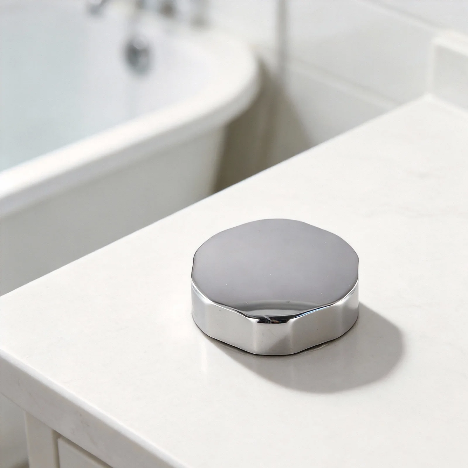 74mm Bathtub Rotating Knob in Solid Brass with Chrome Finish for Overflow Prevention and Consistent Performance