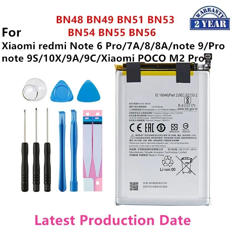 

Brand New BN48 BN49 BN51 BN53 BN54 BN55 BN56 Battery For Xiaomi redmi Note 6 Pro/7A/8/8A/note 9/Pro/note 9S/10X/9A/9C/