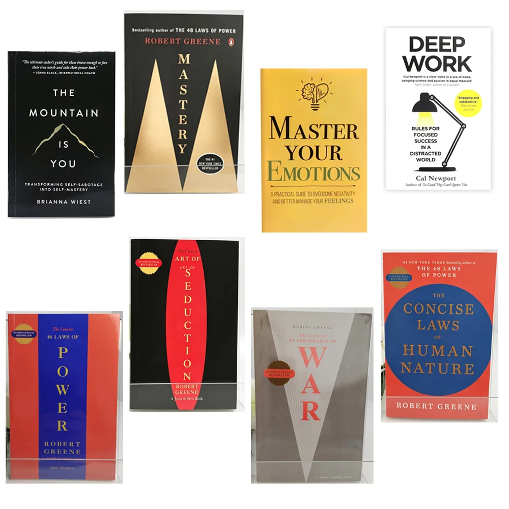 Personal Growth Books The Mountain Is You/Master Your Emotions/Deep Work/Mastery/The 48 Laws of Power/The Art of Seduction