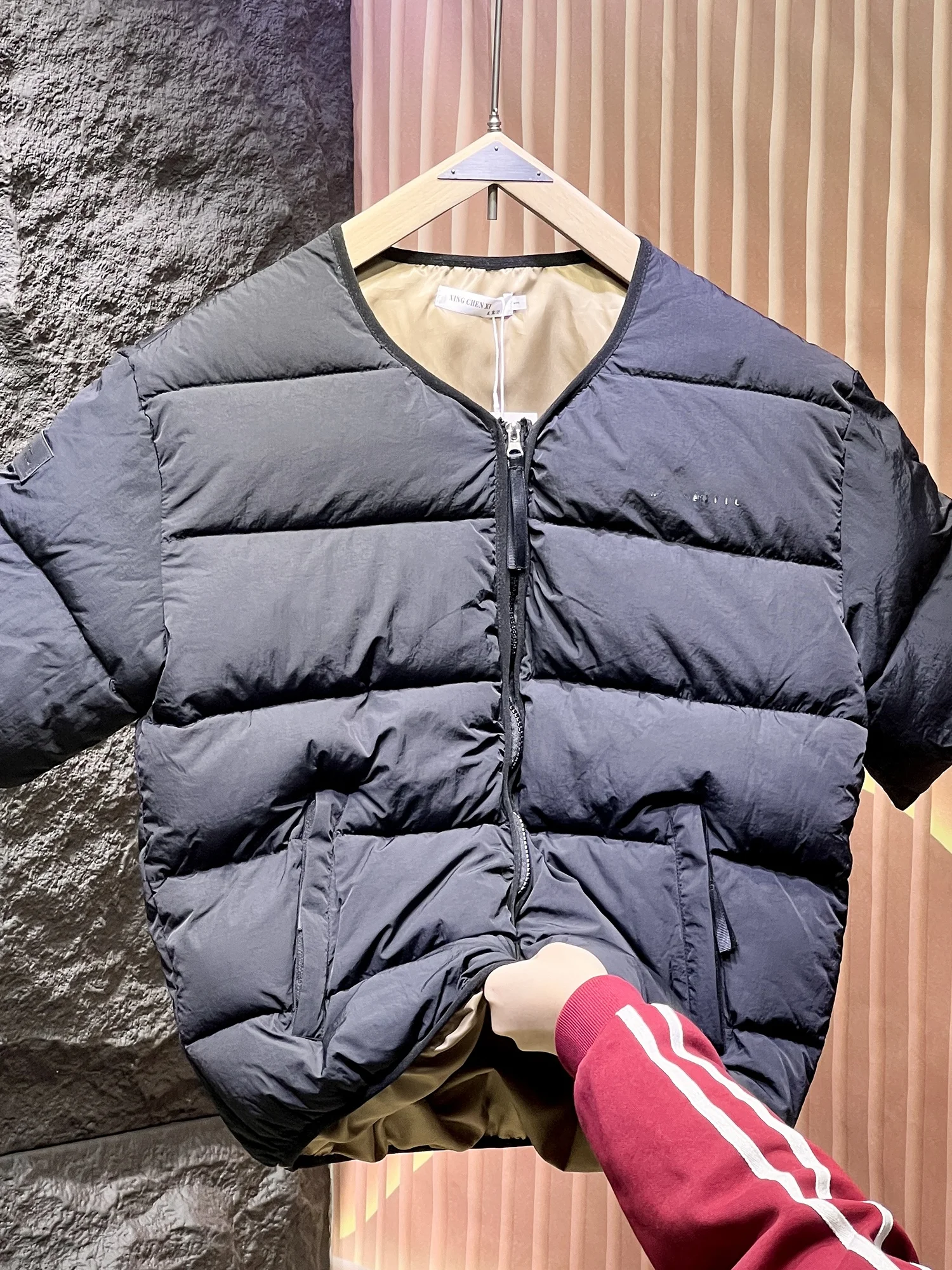 

Japanese Sle Casual ort Sve Cotton Jaet Men's Winter Workwear Thi Letter Design No Collar f Sve Vest Cotton ...