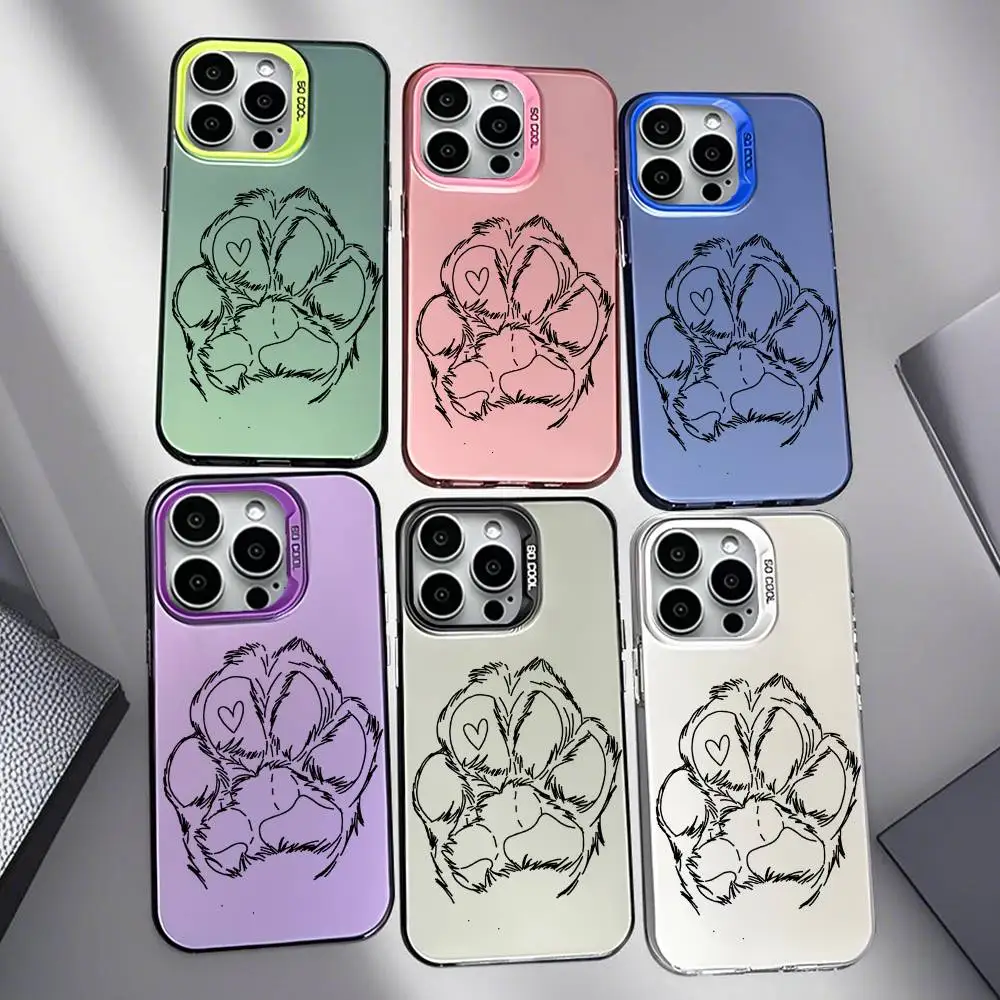 

Cute Dog Paw Lines Print Phone Case For iPhone 16,15,14,13,12,11,Plus,Mini,Pro,E,SE4,XS,MAX Candy Colorful Matte Cover
