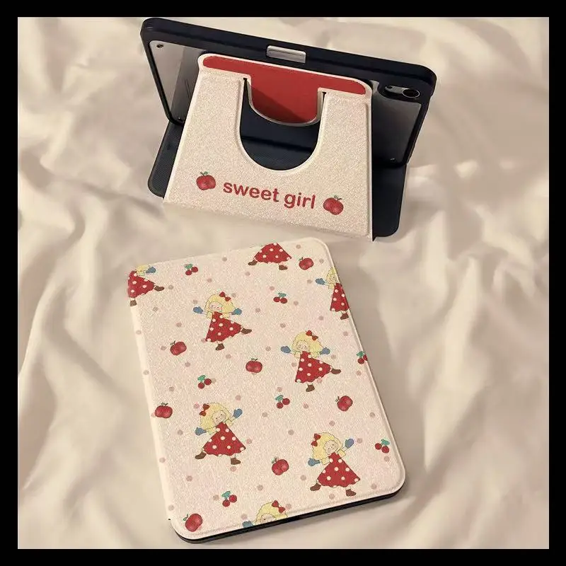 For 2024 iPad Air6 11 Pro11 12.9 13 Air5 Air4 10.9 10.5 10.2 9th 8th 6th 5th 9.7 inch Mini 7 6 Cute Girl  Case with Pen Holder