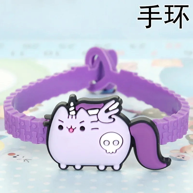 Pusheen Kids Bracelet Cartoon Anime Figures Fat Cats PVC Silicone Soft Rubber Wristband Bangle Ornament Birthday Christmas Gifts