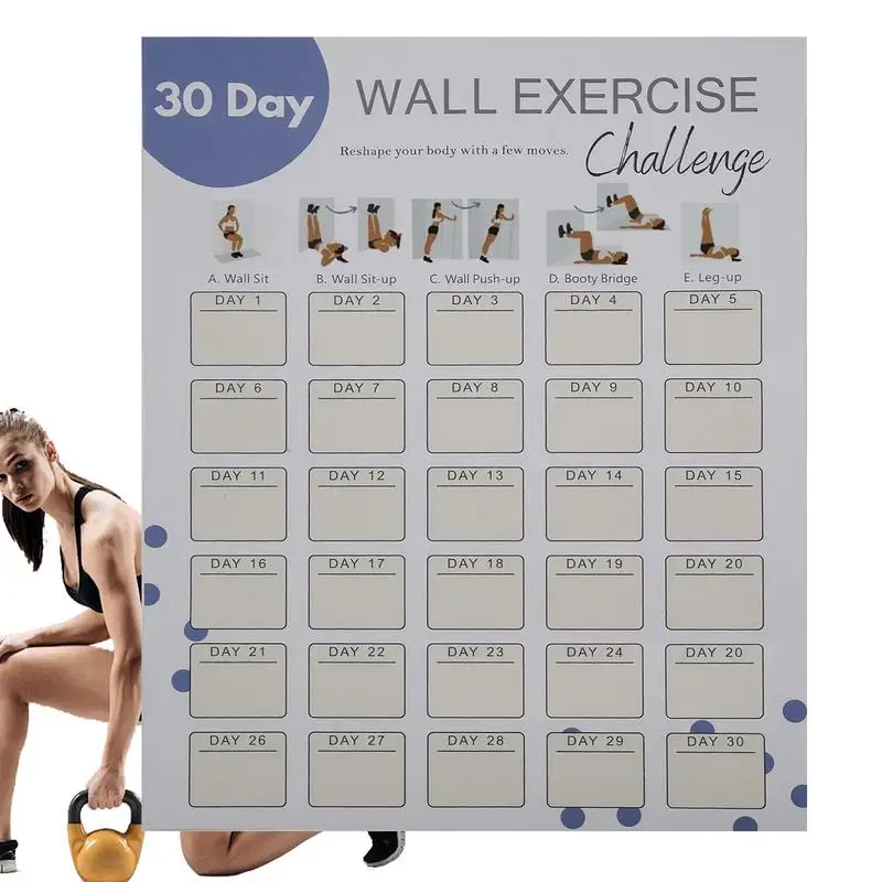 30 Day Exercise Challenge Poster Fitness Challenge Log Sheet For Quick Planning Wall Blank Exercise Planner Poster For Youth