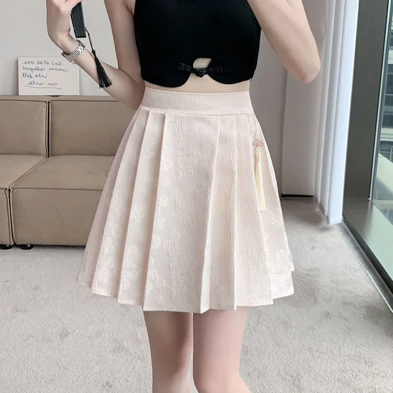 

Летние женские юбки больших размеров с эластичной резинкой на талии, женские плиссированные короткие платья с высокой талией, женские шикарные дизайнерские однотонные юбки с принтом