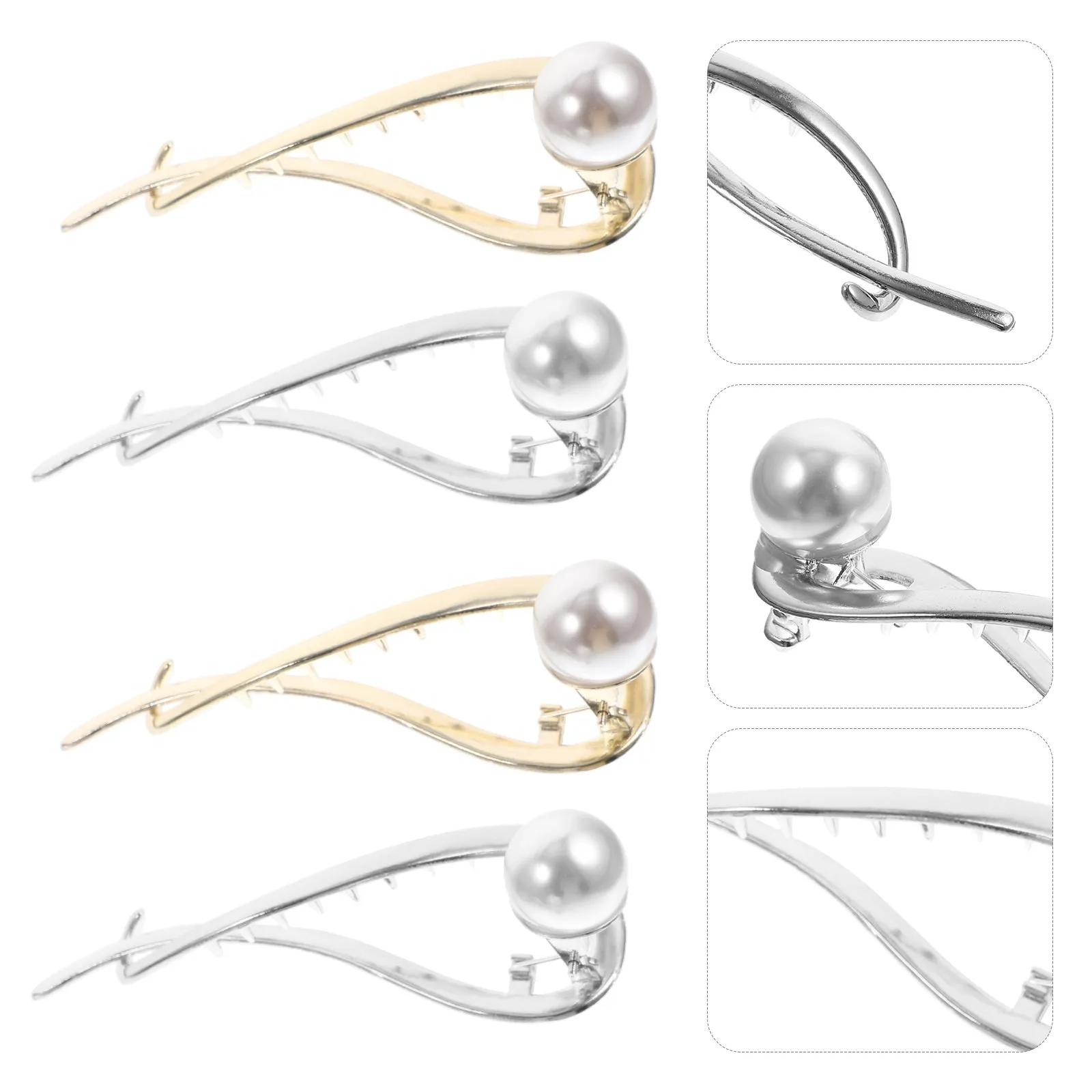 

4 шт. жемчужные заколки для волос в форме рыбьего хвоста, элегантные декоративные заколки для волос, свадебные заколки для невесты, шикарный декор для волос