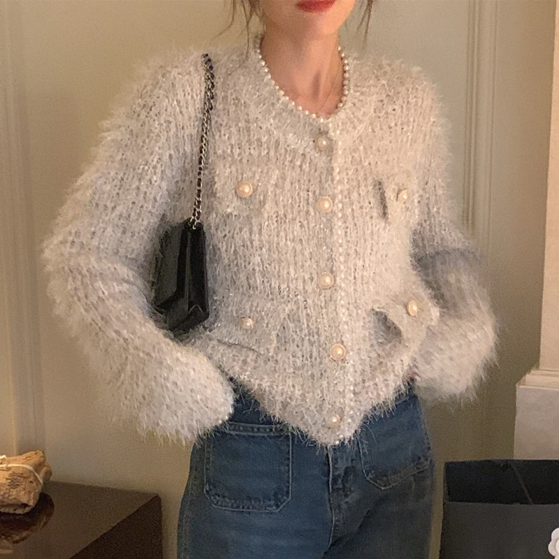 

Women's Knitted Sweater iny Tead Heavy Work Sle Korean Faion ort Outerwear Top Small Fraance Sle Quali