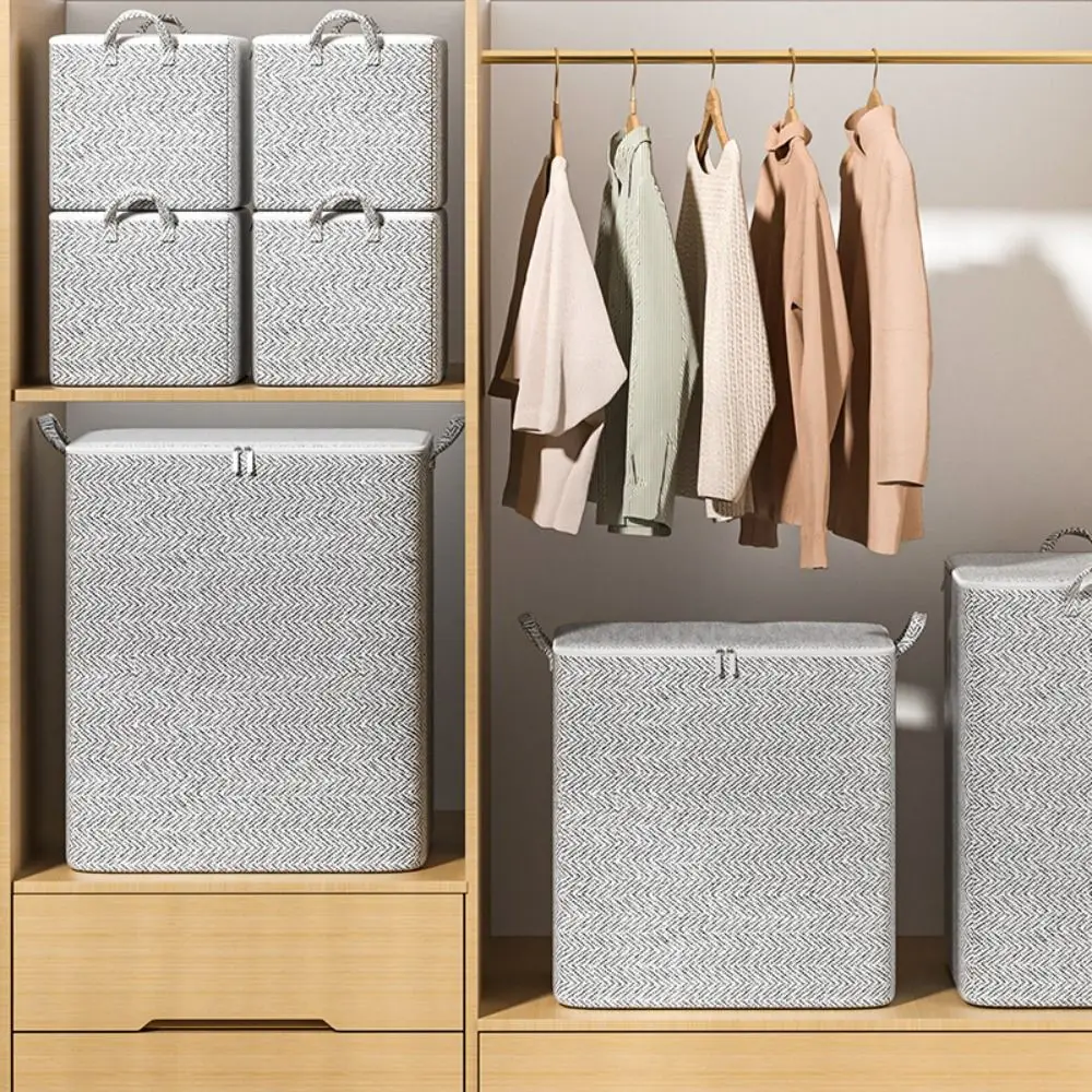 Large-Capacity Clothes Storage Bag Closet Organizers With Handle Quilt Storage Basket with Lids Zipper Dust-proof