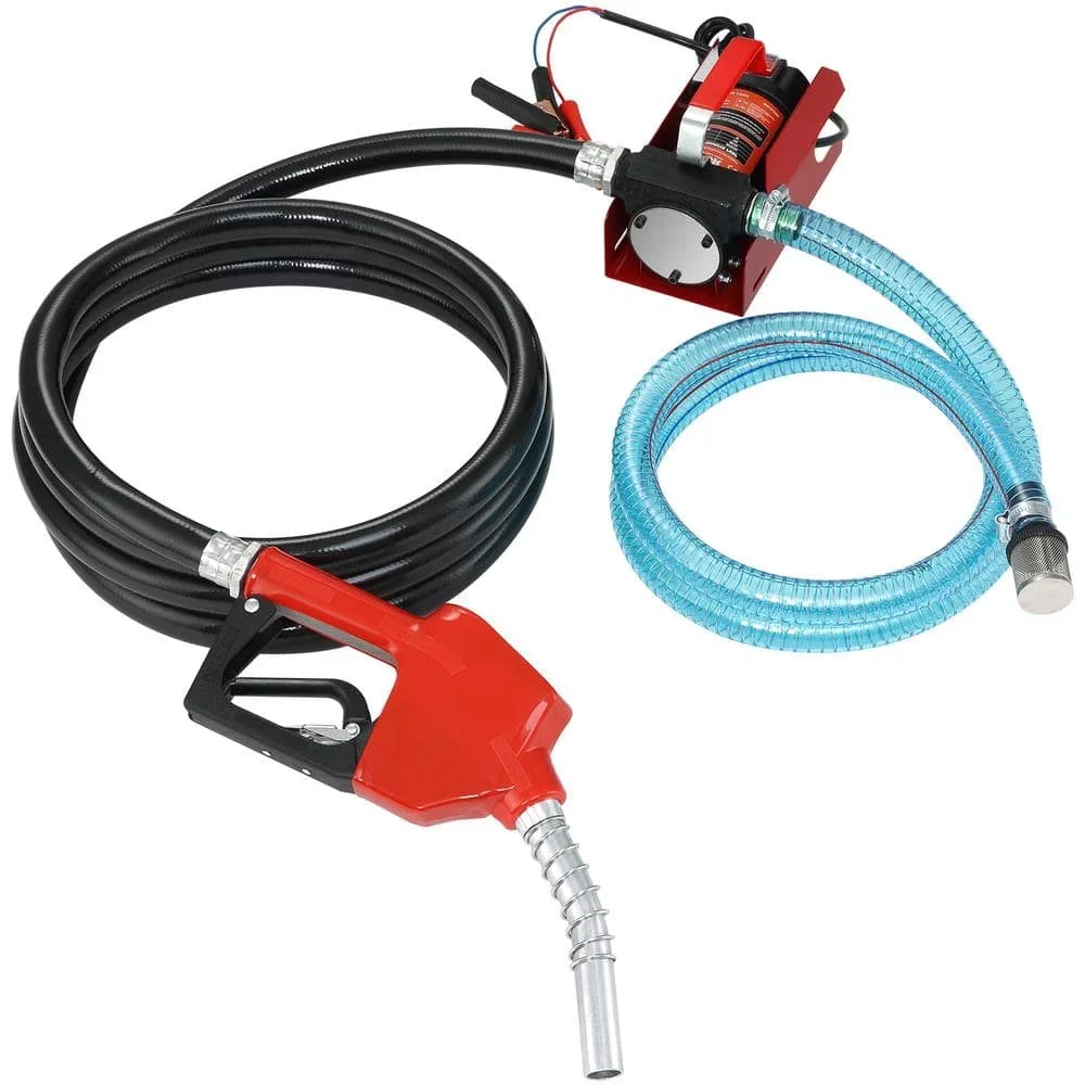 US Diesel Fuel Transfer Pump Kit 10 GPM PET Self-Priming Electric Oil Extractor Pump with Automatic Shut-off Nozzle Hose