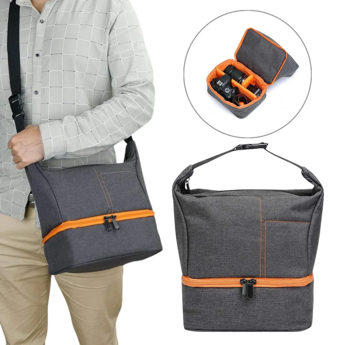 Waterproof DSLR Camera Bag Shoulder Carrying Case Shockproof Photography Bag with Adjustable Divider for Canon Nikon Sony Camera