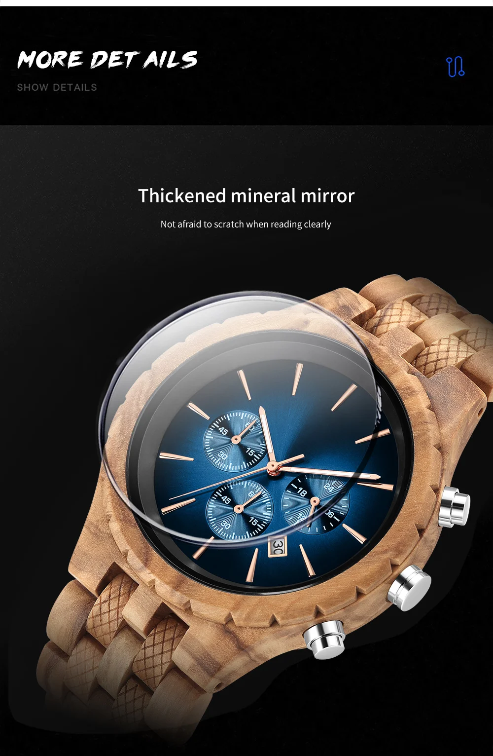 KUNHUANG-Montre en bois faite à la main pour homme, montre à quartz avec cadran multifonctionnel, chronographe Shoous de luxe, logo personnalisé