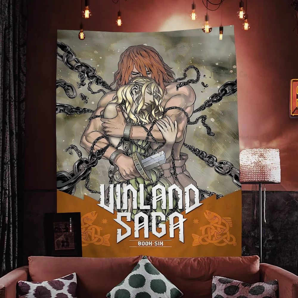 Anime V-Vinland S-Saga Manga Chart Tapestry Art Science Fiction Room Home Decor Cheap Hippie Wall Hanging