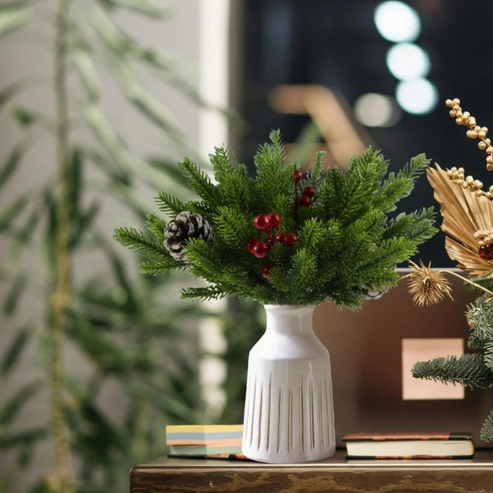 

50/100Pcs Artificial Plants Christmas Tree Home Room Tasble Decora Outdoor Yard Garden Accessories Cheap Household Products Vase