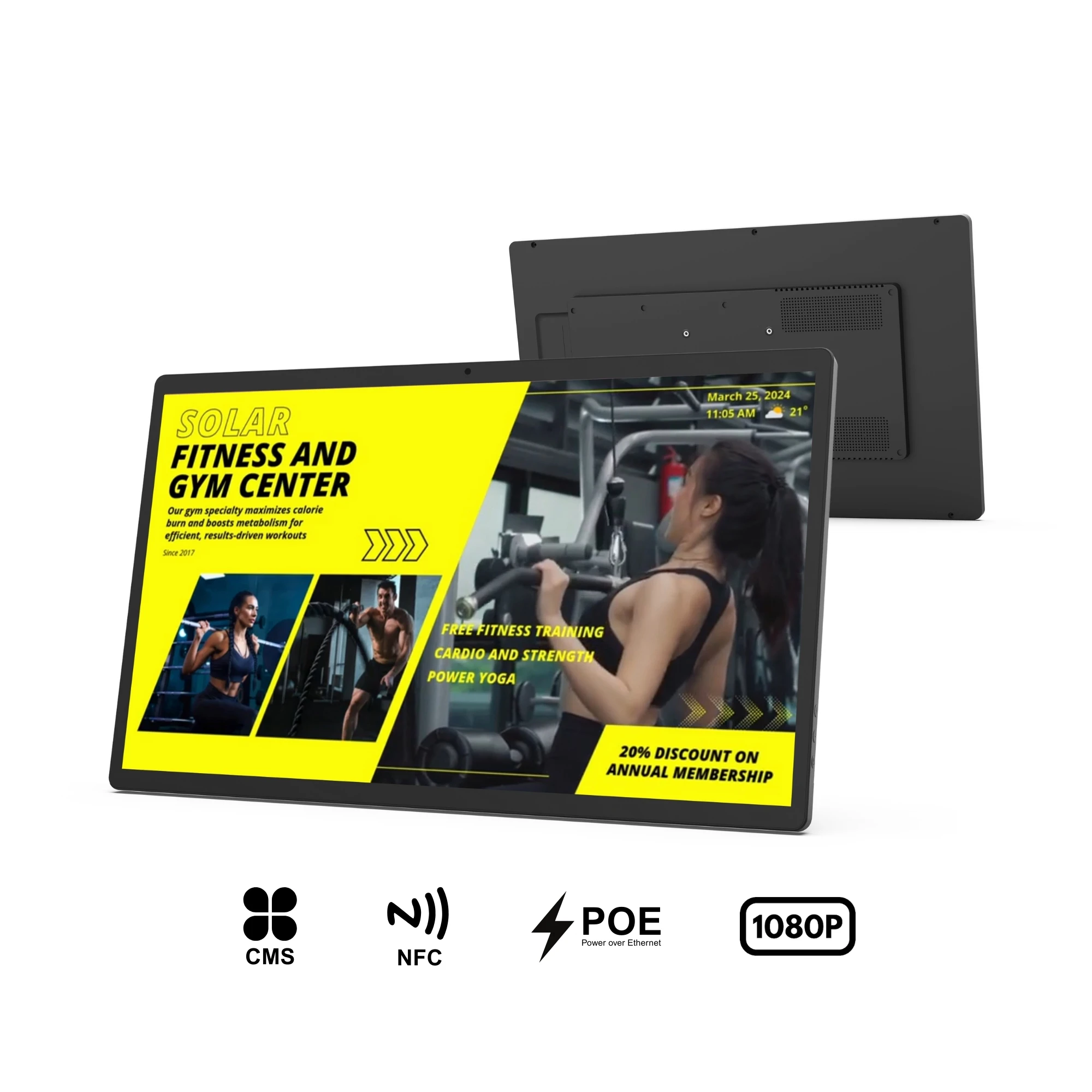 

24 Inch Smart Digital Signage Display Wall Mounted Touch Screen FHD RK3576S Android 14 4+64GB Optional POE NFC for Advertisement