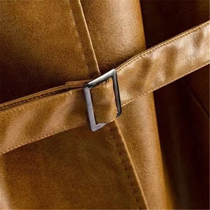 2026 primavera outono casaco de couro do plutônio feminino elegante moda o-pescoço casaco feminino roupas da motocicleta com cinto fino outerwear b1476