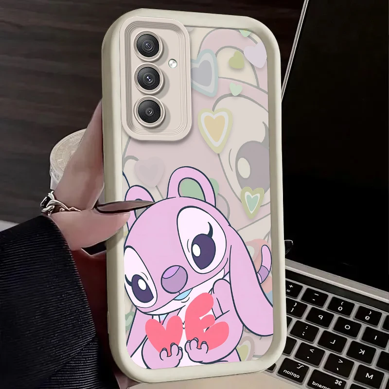 Disney Stitch Angel Love Case for Samsung Galaxy A25 A15 A55 A35 A05 A05S A24 A13 A23 A12 A22 A32 A52 A52S A72 A11 Silicone Capa