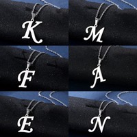 Fashion Letters A-Z Necklace for Women Men Stainless Steel High Quality English Alphabe Necklace A B C D E FGHIJKLMNOPQRSTUVWXYZ