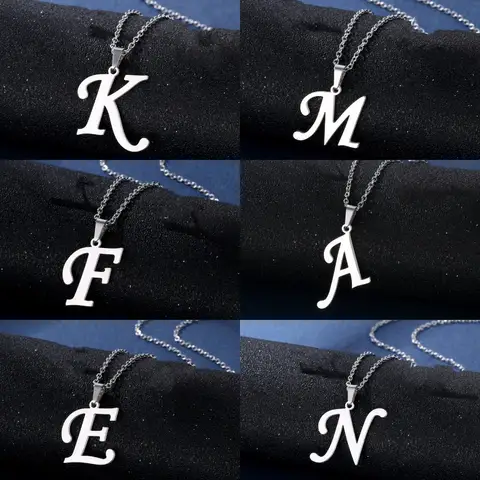 여성을위한 패션 편지 A-Z 목걸이 남성 스테인레스 스틸 고품질 영어 알파벳 목걸이 A B C D E FGHIJKLMNOPQRSTUVWXYZ