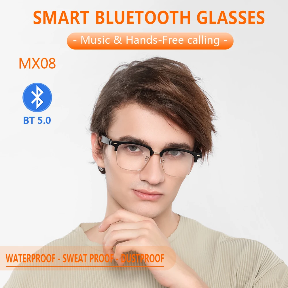 2022 New Smart Bluetooth Glasses Men Wireless Call Headset Glasses Women Anti-Blue Light IP67 Waterproof Fashion Music Call
