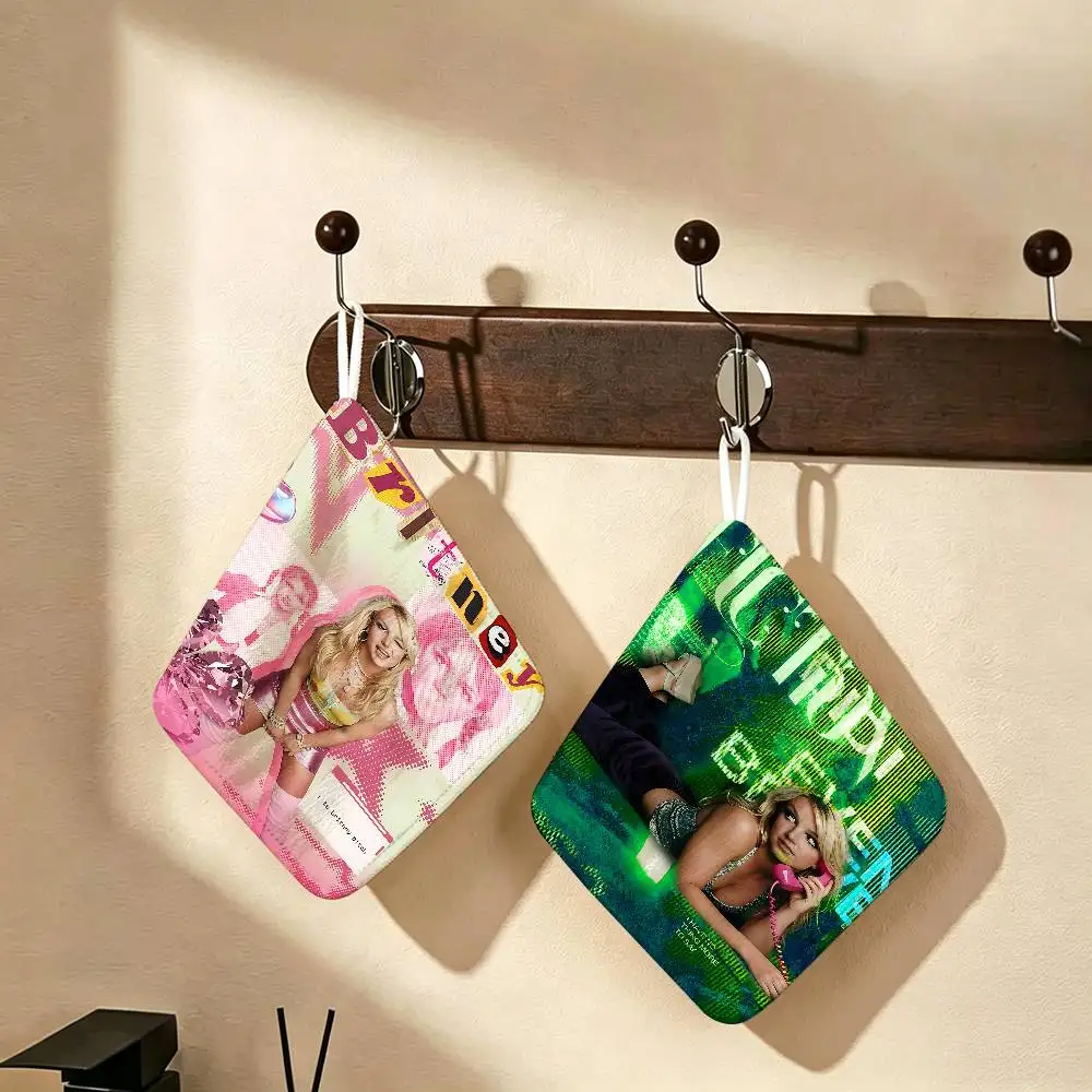 Singer B-Britney SpearsS Polyester Cotton Hand Wiping Towel, Hanging Towel, Quick Dry for Kitchen Bathroom Daily Supplies