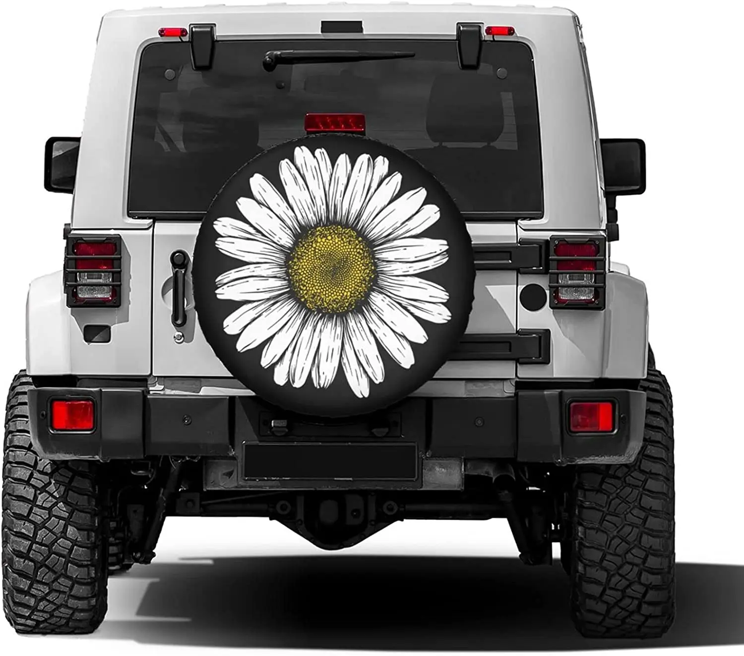 Foruidea Daisy Flower Spare Tire Cover Waterproof DustProof Wheel Tire Cover Fit for Car,Trailer, RV, SUV and Many Vehicle 17