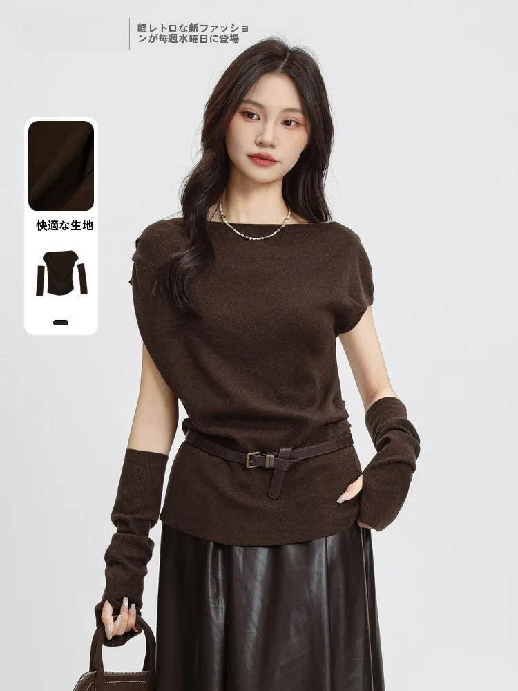 

Faionable Knitted Sweater 2025 Winter New Sle Slimming All-Match Crew Ne Pullover Polyester Acrylic Nylon Wool Silk