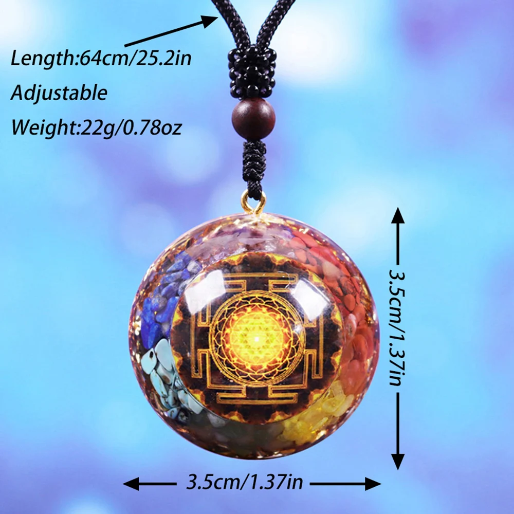 Chakra Orgonite Necklace Healing Reiki Orgonite Pendant Meditation Energy Necklace Sacred Geometry Resin Jewelry