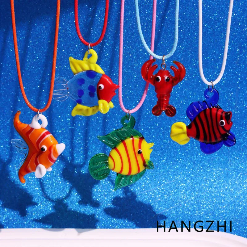 Яркое Ожерелье HANGZHI с подвеской-лобстером в форме рыбы, лидер продаж, украшения для женщин и девушек в морском стиле, летнее Очаровательное украшение