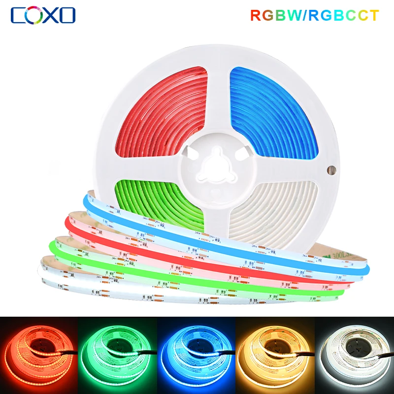 Dimmable COB RGBCCT RGBW LED Strip Lights 784 840 LEDs Changeable Lighting Led Flexible Tape Light FCOB Linear Ribbon RA90 DC24