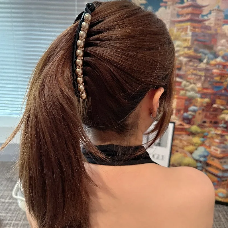 اكسسوارات الشعر الكورية لؤلؤة حجر الراين الموز كليب الأزياء مزاجه مقطع الشعر