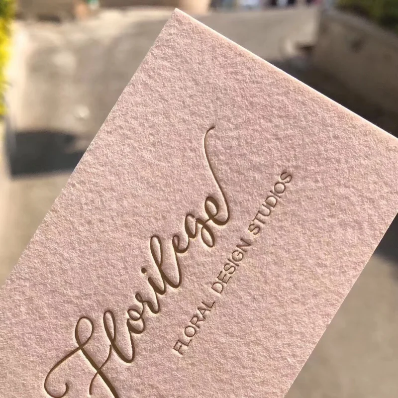Custom.Italian Pink Tissue Paper Gilding Gilding Concave Business Card Production Design High-End Tissue Paper Bu