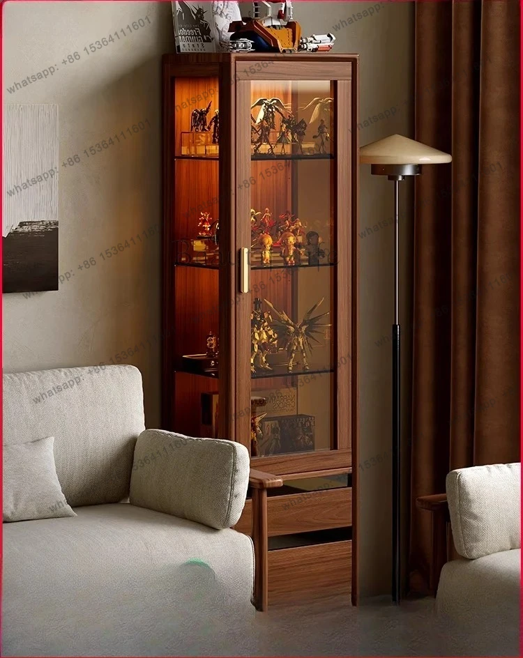 figure glass door display cabinet living room wall storage new Chinese home display  wine side cabinet