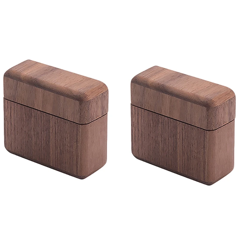 

Promotion! 2X Engagement Ring Box Handmade Walnut Wooden Ring Box With Magnet Cover Portable Walnut Wood