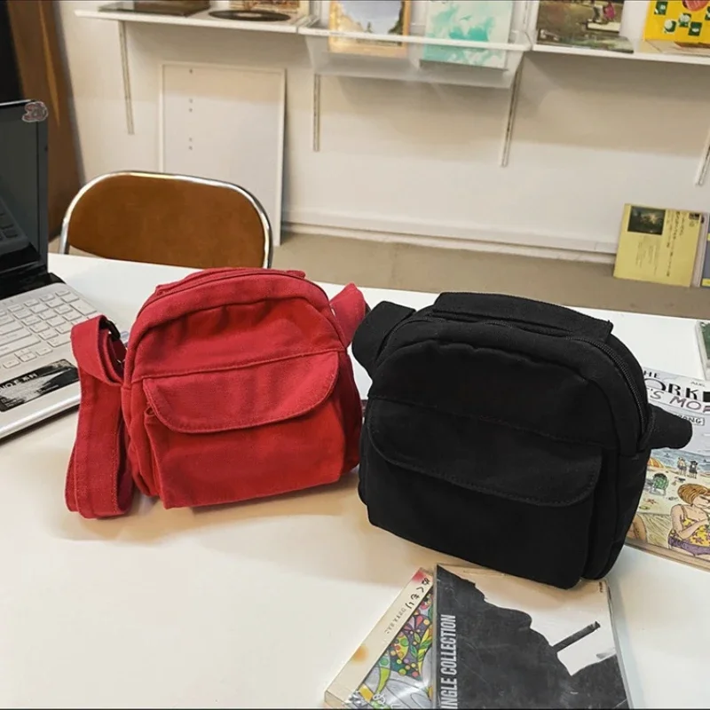 

Fashion Small Canvas Crossbody Bags for Women Mini Shoulder Phone Purse Girl Student Simple solid color Mini Female Handbags