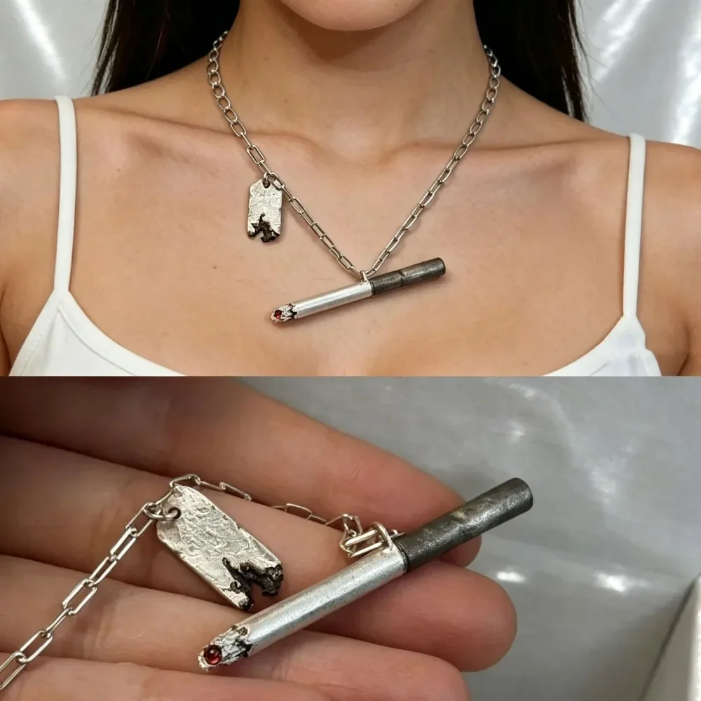 Unisex Cigarette Shaped Pendant Necklace Hip Hop Punk Custom Personalized Jewelry Daily Street Wear Birthday Holiday Gift