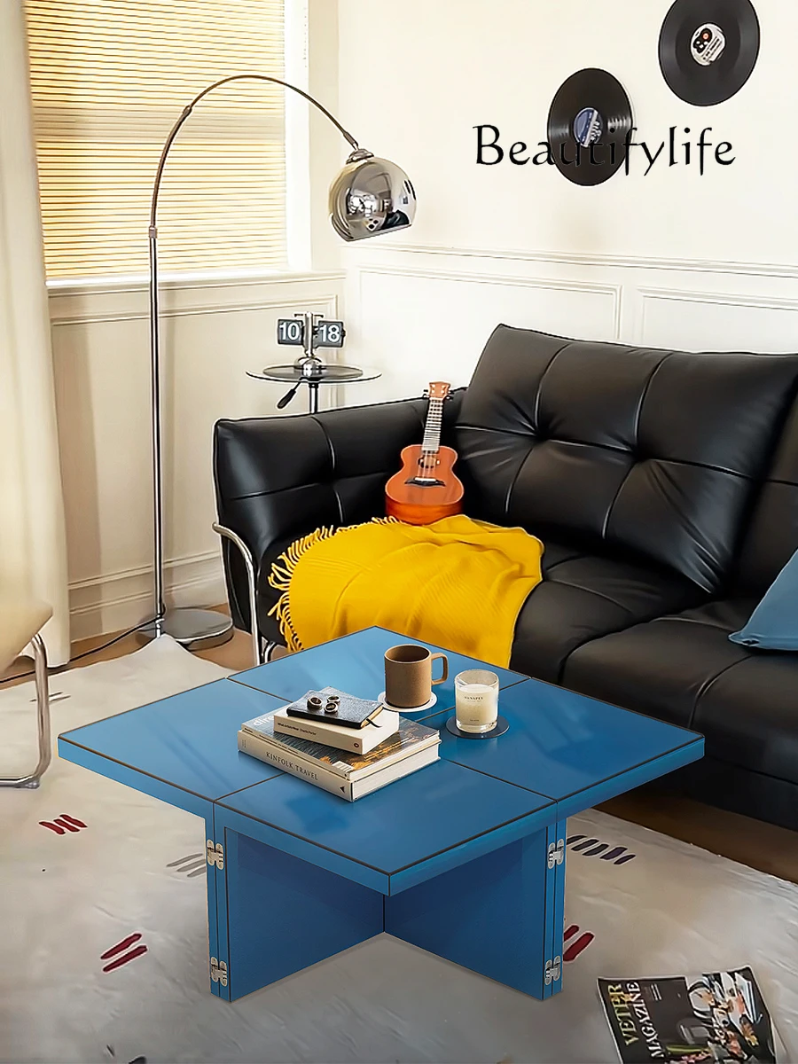 small apartment household Italian blue square table Living combination living room coffee table creative variable
