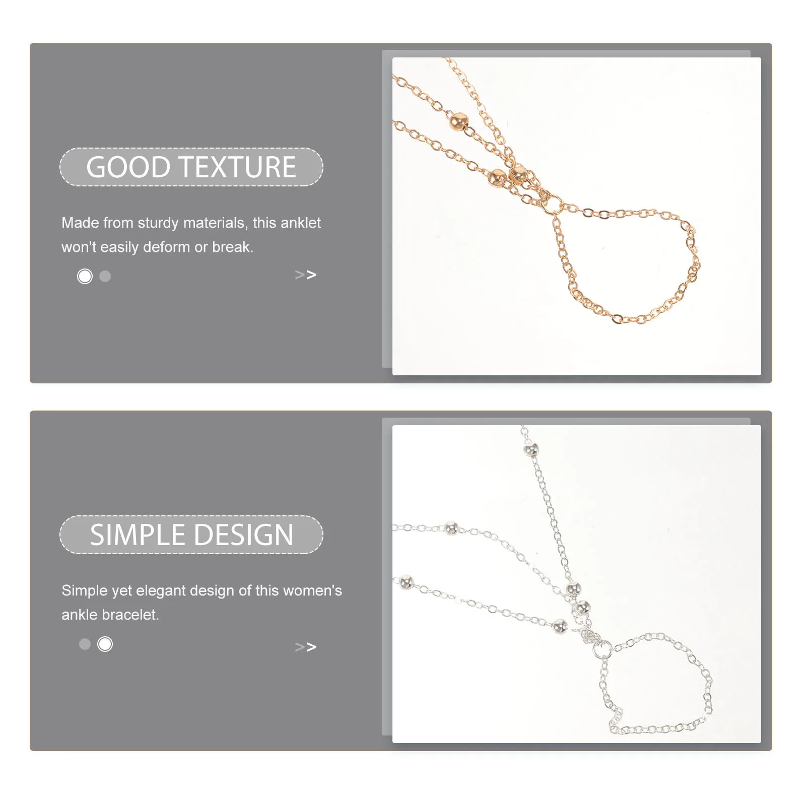 

2Pcs Metal Ball Ankle Bracelets Adjustable Women Anklets for Beach Party Festival Wedding Teen Chain Anklet Jewelry