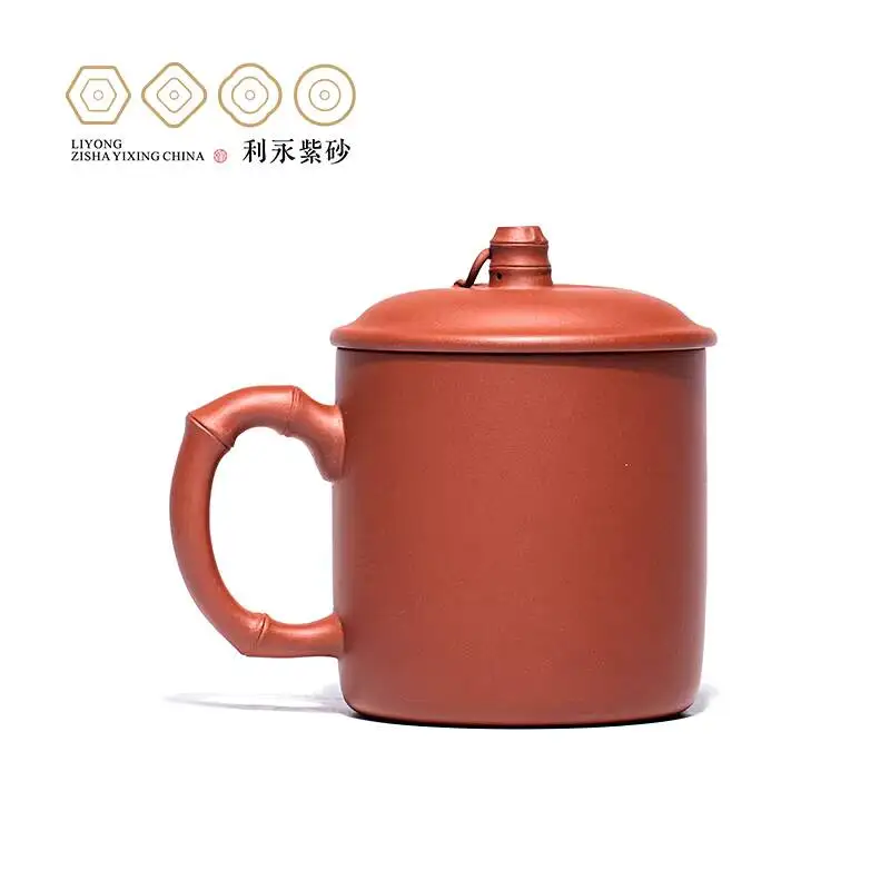 Centennial Liyong Yixing Purple Clay Cup, Purely Handmade, Practical Tea For Personal Use, Large Capacity With Lid, Bamboo