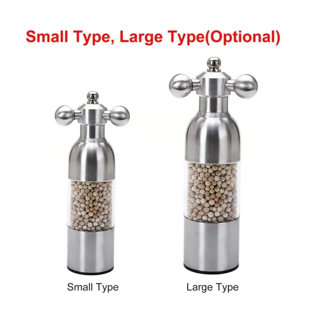 Pepper Grinder Mill 304 Stainless Steel Food Safe Ceramic Burr Manual Salt Grinder Hand Driven Pepper Mill Faucet Valve Shape