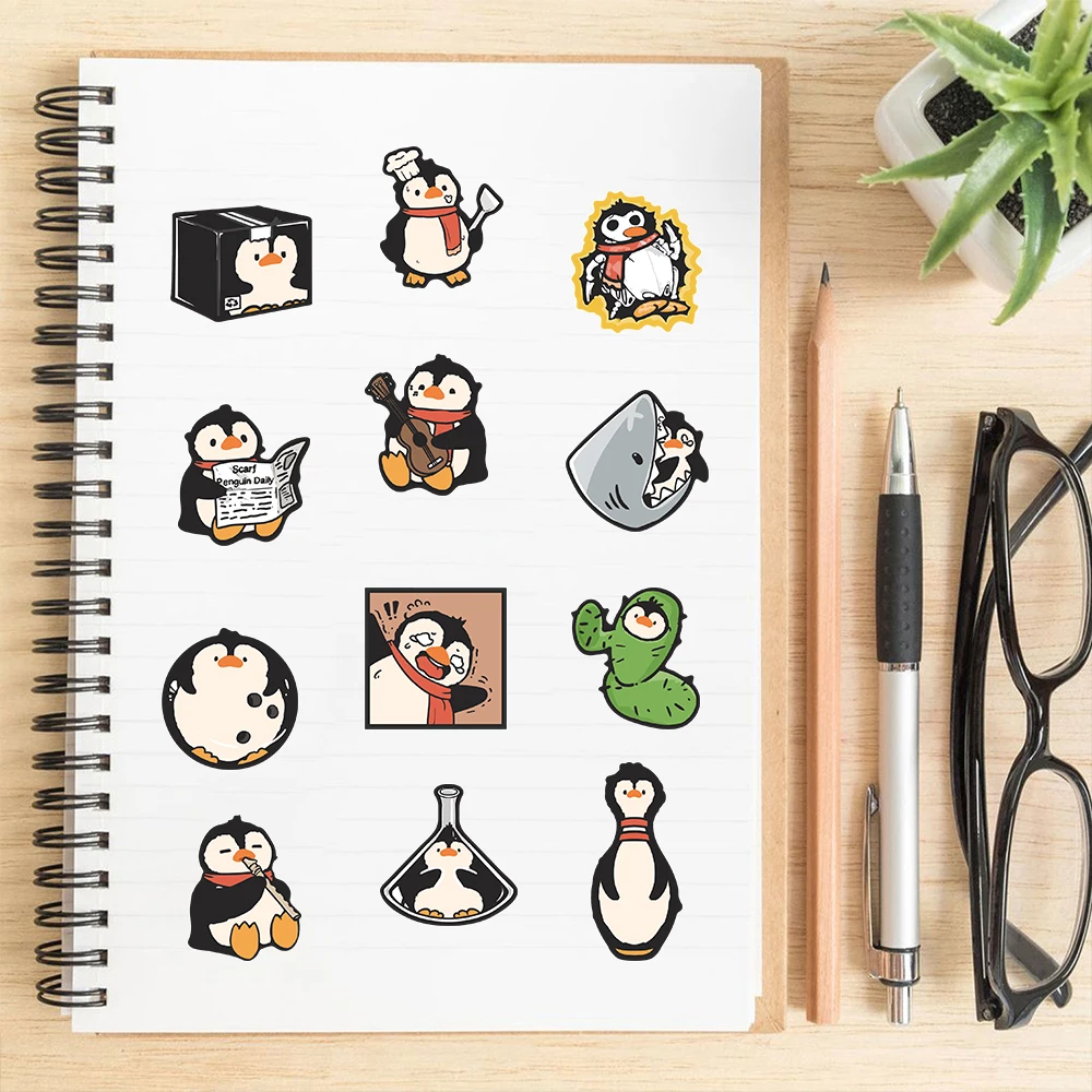 50 buah lucu berbagai profesional Penguin stiker grafiti lucu kartun harian tahan air Dekorasi PVC cangkir Gitar bagasi Decal