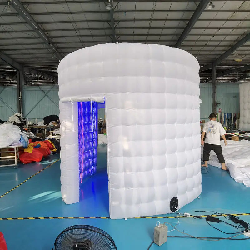 

Round Shape 360 Photo Booth Enclosure Backdrop LED Lights Portable Inflatable Photo Booth for Party Wedding Event